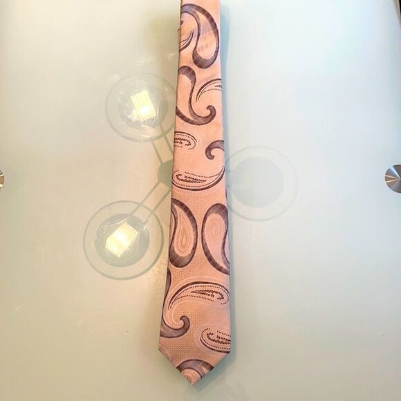 Ferre massimo tie hand made beige brown paisley - Picture 1 of 4